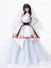 Fashion Handmade Quinceanera White Tulle Wedding Dress For Quinceanera Doll Babidf346for