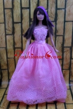 Lavender Party Dress For Quinceanera Doll Dress With Embroidery Babidf215for