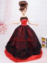 New Beautiful Black And Red Handmade Party Clothes Fashion Dress For Noble Quinceanera Babidf062for