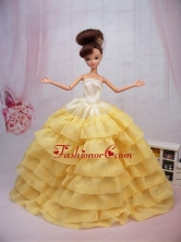 Popular Yellow Floor-length Party Clothes Fashion Dress For Noble Quinceanera Babidf386for