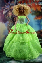 Spring Green And Lace For Amazing Quinceanera Doll Dress Babidf188for