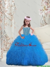 2015 Fall New Style Spaghetti Teal  Mini Quinceanera Dresses with Beading and Ruffles LGDTA5002-6FOR