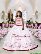 2016 Fall Luxurious Embroidery Satin Little Girl Pageant Dress in White LGZY376-AFOR