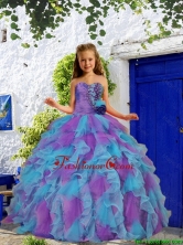 2016 Summer Cheap Beading and Ruffles Purple and Blue Little Girl Pageant Dress with Hand Made Flower LGZY453-AFOR