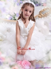 Beautiful White Appliques Scoop Little Girl Pageant Dress for 2015 WMDLG033FOR