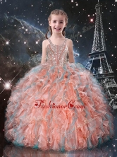 Best Ball Gown Straps Beading Little Girl Pageant Dresses for Fall LGDTA99002FOR