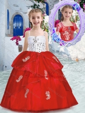 Best Spaghetti Straps Little Girl Pageant Dresses with Appliques and Beading PAG254FOR