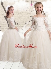 Elegant Off the Shoulder White Flower Girl Dresses with Appliques FGL263FOR