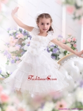 Gorgeous Ruffled Layers White 2015 Little Girl Pageant Dress with Hand Made Flower WMDLG011FOR