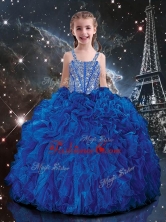 Hot Sale Ball Gown Straps Beading Little Girl Pageant Dress in Blue LGDTA107002FOR
