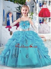 Latest Spaghetti Straps Little Girl Pageant Dresses with Appliques and Bubles PAG289FOR