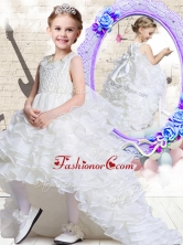 Lovely Scoop High Low White Flower Girl Dresses with Ruffled Layers  FGL268FOR 