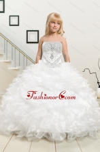Most Popular Beading and Ruffles White Little Girl Pageant Dress XFLG003FOR