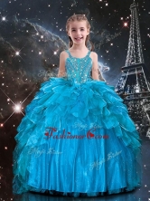 New Arrivals Straps Little Girl Pageant Dresses with Beading in Blue LGDTA111002FOR