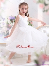 Popular Scoop White Bownot A Line Little Girl Pageant Dresses for 2015WMDLG031FOR