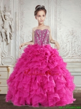 Pretty 2016 Summer Beading and Ruffles Little Girl Pageant Dress in Fuchsia LGLFY091906-AFOR