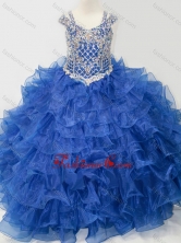 Puffy Skirt V-neck Beaded and Ruffled Layers Little Girl Pageant Dress with Straps SWLG015-1FOR