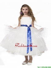 Romantic Ruffled Layers and Bowknot Little Girl Pageant Dress in White THLG031-1FOR