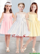 See Through Scoop Little Girl Pageant Dress with Hand Made Flowers THLG017FOR