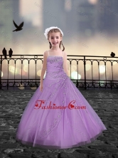 Spaghetti Straps Beaded Lilac Little Girl Pageant Dresses in Tulle XFLG081-1FOR