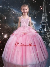 Sweet Ball Gown Straps Pink Beading Little Girl Pageant Dresses LGDTA85002FOR