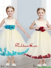Sweet Scoop Little Girl Pageant Dress with Hand Made Flowers and Appliques THLG093FOR