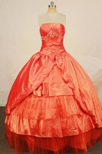 Beautiful Ball Gown Strapless Floor-length Orange Taffeta Beading Quinceanera dress Style FA-L-245