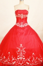 Beautiful Ball Gown Strapless Floor-length Red Appliques Quinceanera dress Style FA-L-270