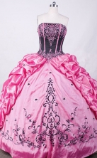 Brand New Ball Gown Strapless Floor-length Light Pink Taffeta Embroidery Quinceanera dress Style FA-L-015