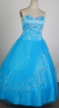 Cheap Ball Gown Strapless Floor-length Baby Blue Quinceanera Dress X0426035