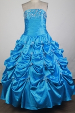Cheap Ball Gown Strapless Floor-length Baby Blue Quinceanera Dress X0426041