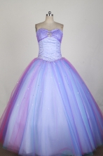 Cheap Ball Gown Strapless Floor-length Lilac Quinceanera Dress X0426055