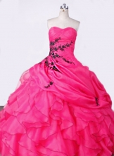 Elegant Ball Gown Sweetheart Floor-length Hot Pink Appliques Quinceanera dress Style FA-L-001