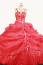 Gorgeous Ball Gown Strap Floor-length Red Organza Quinceanera Dresses Style FA-W-357