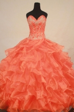 Gorgeous Ball Gown Sweetheart Floor-length Orange Organza Beading Quinceanera dress Style FA-L-254