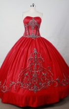 Gorgeous Ball Gown Sweetheart Floor-length Red Satin Beading Quinceanera dress Style FA-L-069