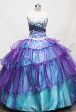 Gorgeous Ball Gown Sweetheart Floor-length Teal Appliques Quinceanera dress Style FA-L-087
