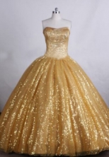 Modest Ball gown Sweetheart neck Floor-Length Gold Quinceanera Dresses Style FA-Y-22