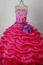Popular Ball Gown Strapless Floor-length Hot Pink Taffeta Beading Quinceanera dress Style FA-L-215