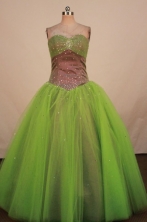 Popular Ball Gown Sweetheart Floor-length Green Organza Quinceanera dress Style FA-L-407