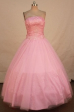 Romantic Ball Gown Strapless Floor-length Baby Pink Appliques Quinceanera dress Style FA-L-339