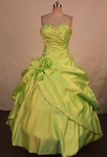 Wonderful ball gown sweetheart-necl floor-length beading yellow green quinceanera dresses FA-X-165