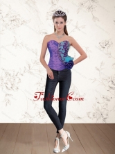 2015 Popular Beaded Multi Color Corset with Hand Made Flower QDZY453TZDFOR