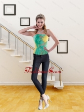 Embroidery Pretty Corset in Yellow and Green for 2015 XFNAO756TZCFOR