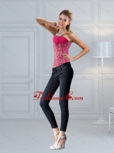 Perfect Hot Pink  Sweetheart Corset with Embroidery and Beading QDZY209TZDFOR