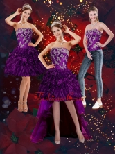 2015 Detachable Purple Strapless Prom Skirts with Embroidery and Ruffles QDZY244TZB1FOR