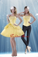 Detachable 2015 Strapless Beading and Pick Ups Prom Skirts in Yellow XFNAO214TZB1FOR