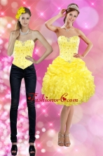 Detachable 2015 Sweetheart Yellow Prom Skirts with Beading and Ruffles XFNAOA03TZB1FOR
