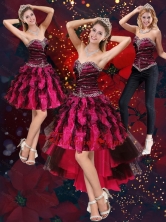 Detachable Multi Color High Low Sweetheart Prom Skirts with Beading and Ruffles QDZY689TZB1FOR