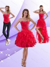 Detachable Strapless Red 2015 Prom Skirts with Ruffles and Beading QDZY034-2TZB1FOR